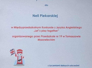 Międzyprzedszkolny konkurs z Języka Angielskiego