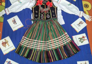 Dzieci poznają stroje ludowe z różnych regionów Polski.