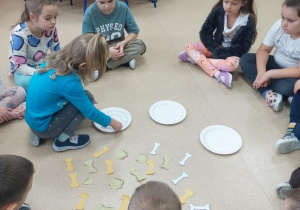 Żabki klasyfikują kości według koloru.