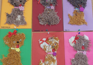 Pieski z wełny wykonane przez dzieci z grupy Żabki.