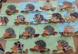 Jeże wykonane przez Żabki.