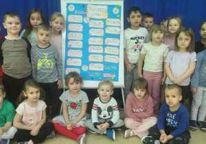 Motylki prezentują plakat z prawami dziecka.