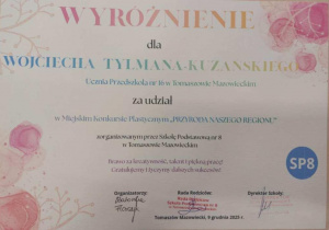 Dyplom za wyróżnienie w konkursie