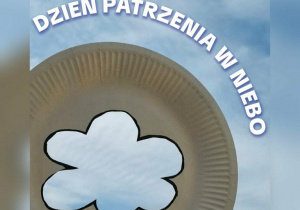 Talerzyk papierowy z wyciętym kształtem chmury,do obserwacji nieba.