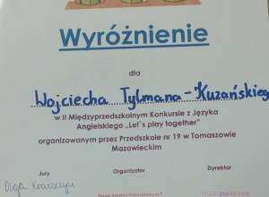 "Let`s play together"-II Międzyprzedszkolny konkurs z Języka angielskiego